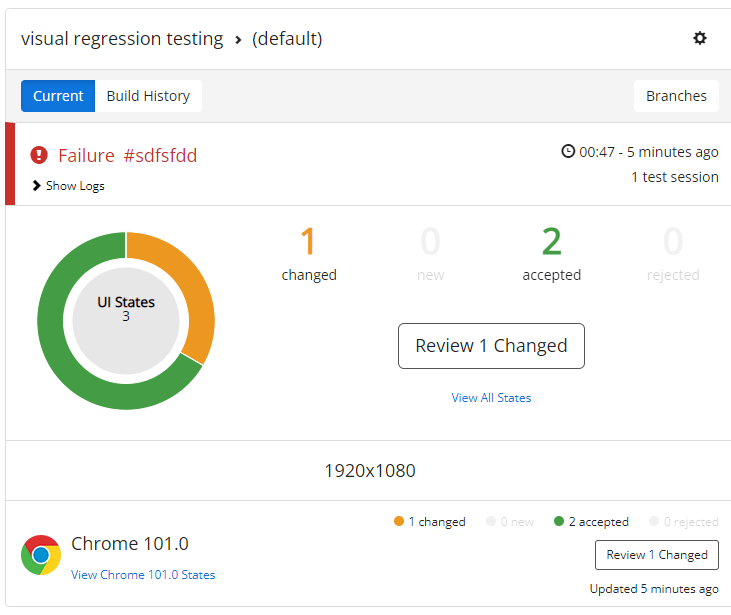 Reviewing SauceLabs visual pass or fail